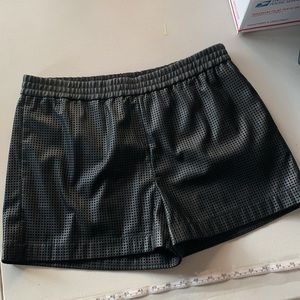 NWOT Sz L BCBGMaxazria black faux leather boxer shorts.